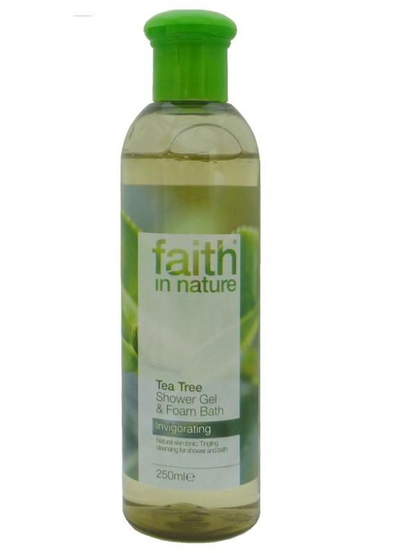 Гель для душа Пена для ванны натуральная Faith in nature с эфирными маслами Чайного дерева, 250мл