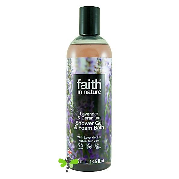 Гель для душа Пена для ванны натуральная Faith in nature с эфирными маслами Лаванды и Герани, 250мл
